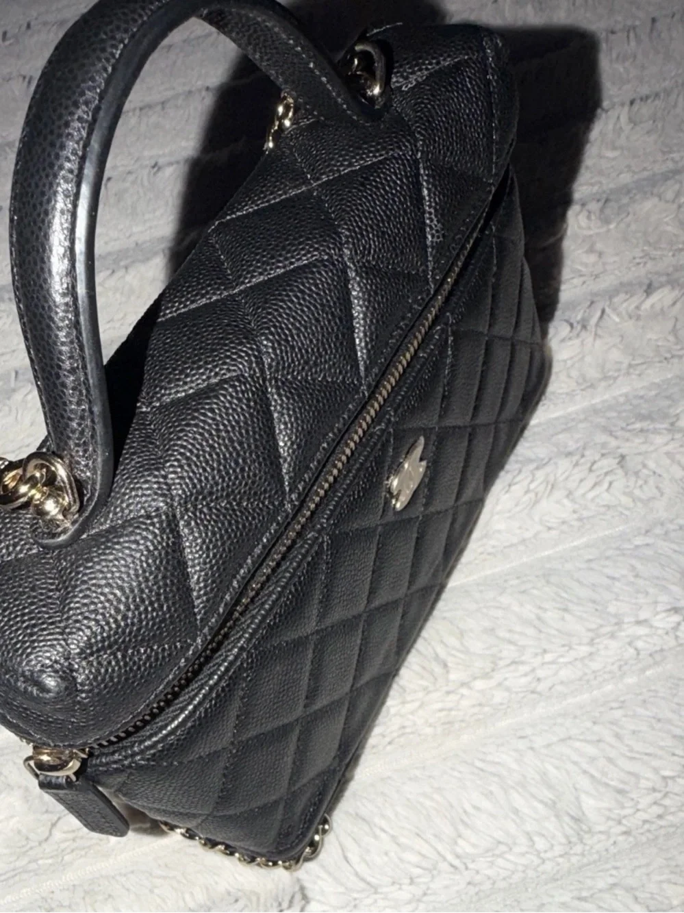 CHANEL Black Quilted Mini Vanity Bag with Gold Hardware